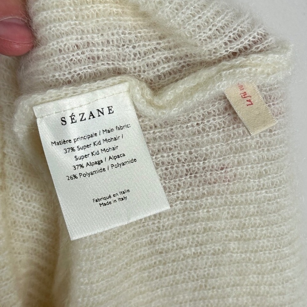 Sezane Gaspard Kid Mohair Alpaca Reversible Knit Sweater Ecru Cream Size Large - Picture 6 of 16